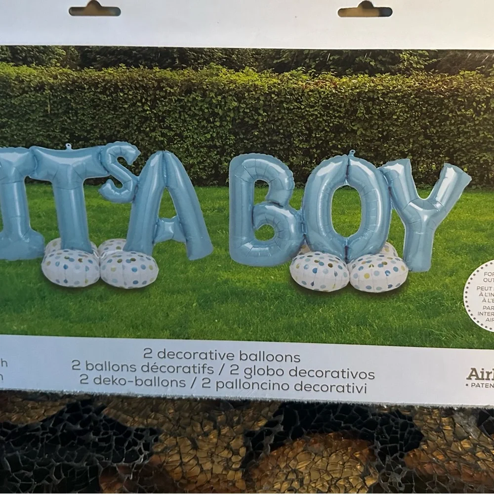 It’s A Boy Balloons Yard Decor Gender Reveal Blue White 8 Feet Indoor Outdoor